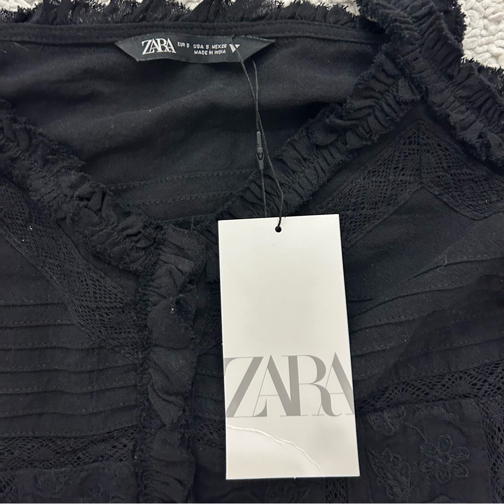 Zara Black Ruffle Top - Picture 3 of 3